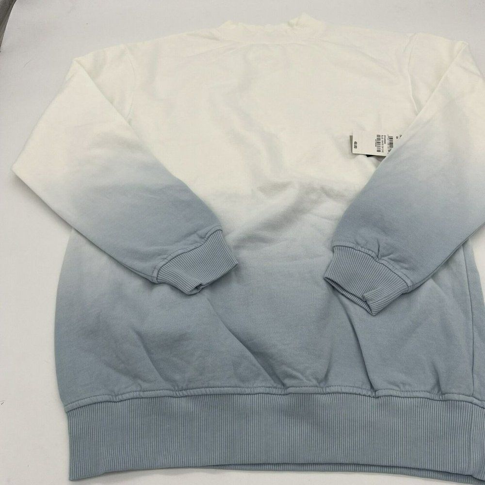 Bp White Blue Sweatshirt Womens Size XS Dip Tie Dye Ombre Crewneck NWT